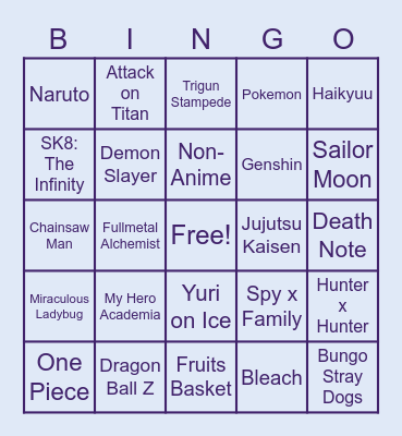 San Japan Bingo Card