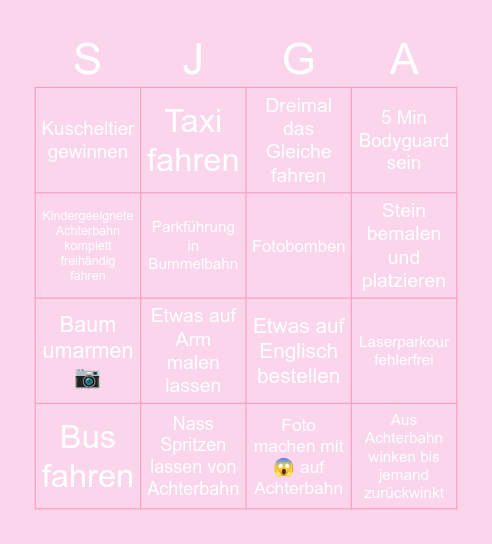 Sarah's Junggesellinnenabschied Bingo Card
