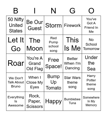 5th Grade Chorus Bingo Card