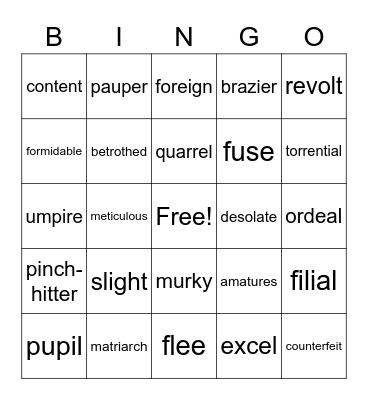 Year of the Boar Bingo Card