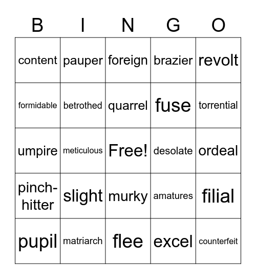Year of the Boar Bingo Card