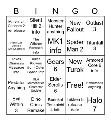 Summer of Gaming Bingo Card