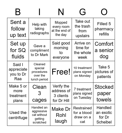VA Appreciation Bingo Card