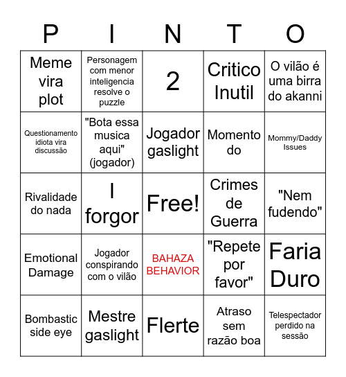 PINTO DA TAVERNA Bingo Card