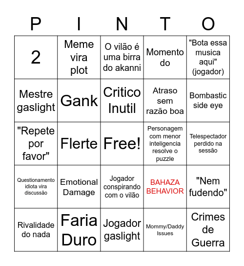 PINTO DA TAVERNA Bingo Card