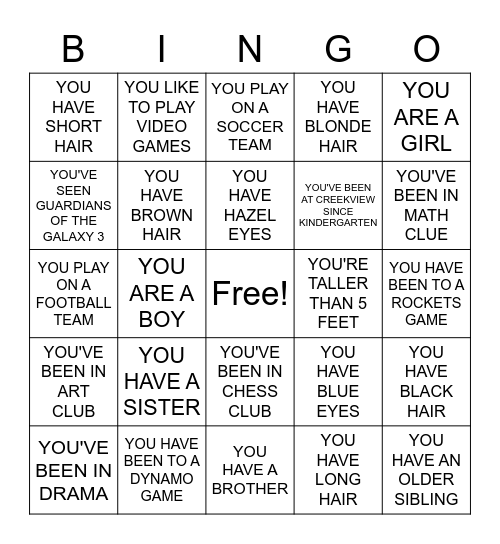 CREEKVIEW CLASS OF 2023 Bingo Card