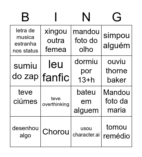BINGO DIÁRIO DA LUANA Bingo Card