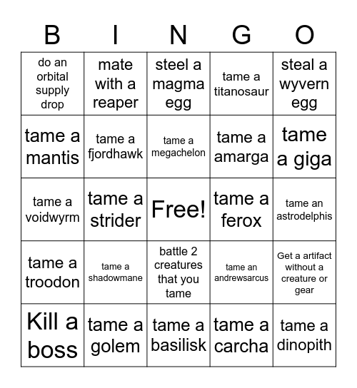 Ark bingo (many maps) Bingo Card