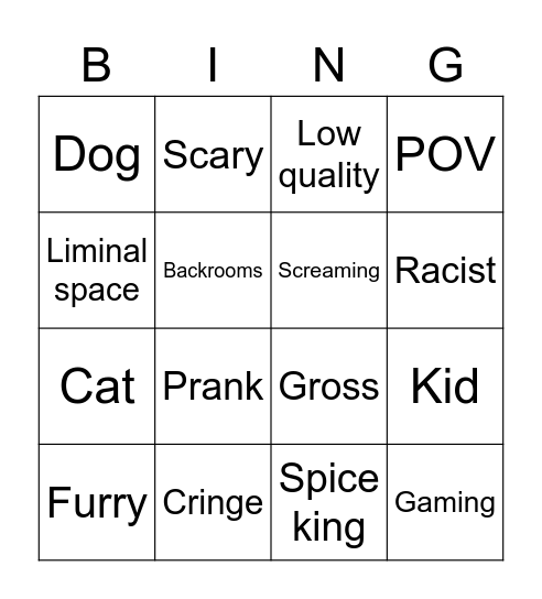 Youtube shorts speedrun Bingo Card