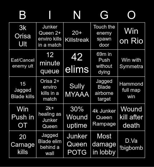 Overwatch 2 Bingo Card