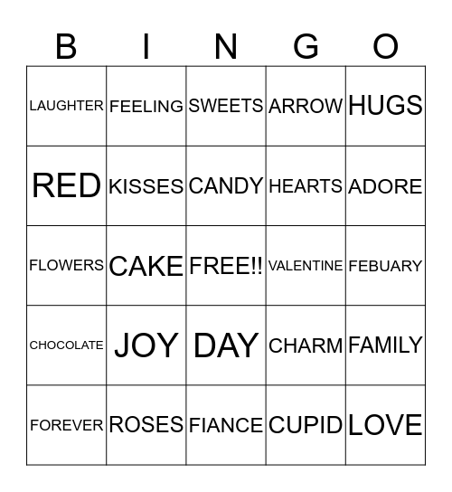 VALENTINES DAY Bingo Card