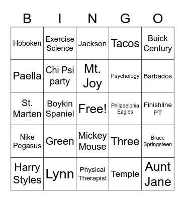 Morgan Bingo Card