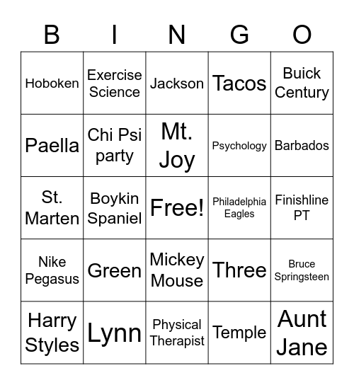 Morgan Bingo Card