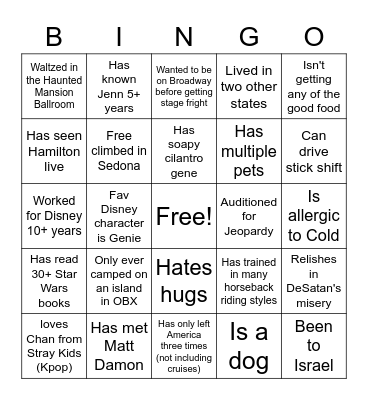 Find Someone Who.... Bingo Card