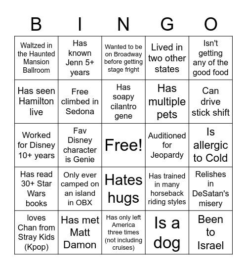 Find Someone Who.... Bingo Card