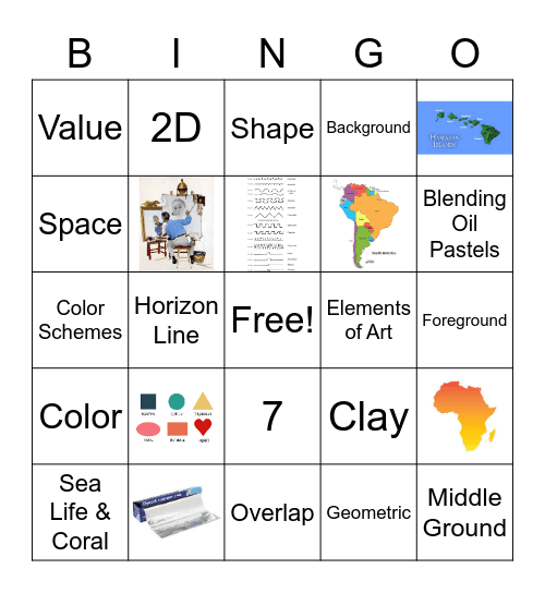 WE 2nd Grade Art Around the Globe Bingo Card