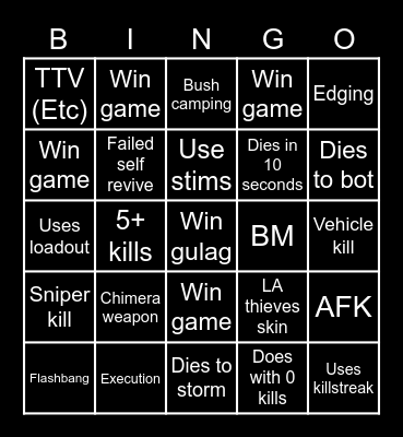 Warzone 2.0 bingo (Credits to: Big Puffer) Bingo Card