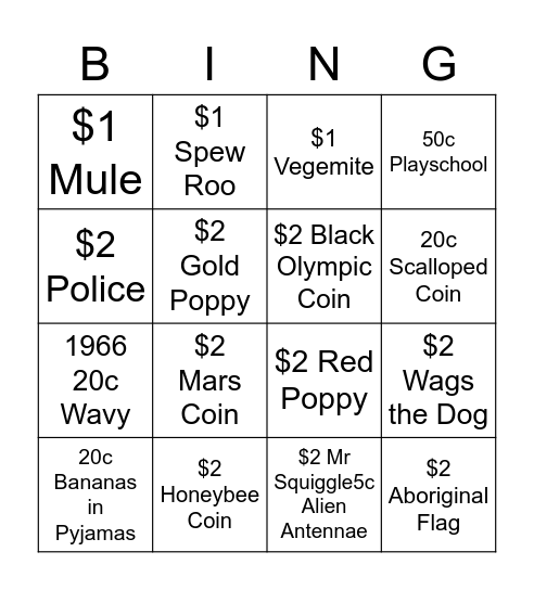 Cointastic Bingo Card