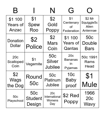 Cointastic Bingo Card