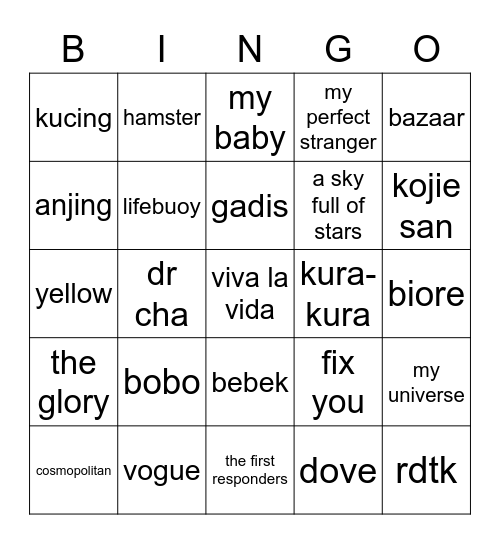 krys Bingo Card