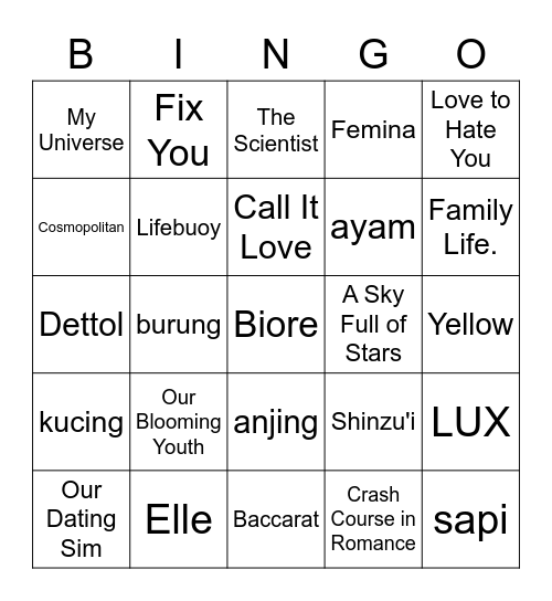 tsäi Bingo Card
