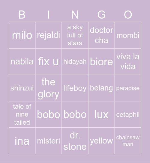 ~( ö )~ Bingo Card