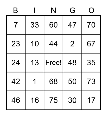 Mr.Dekdek BINGO CARD Bingo Card