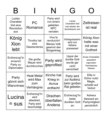 Andena Bingo (Kampagnen-Predictions) Bingo Card