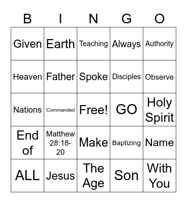 Tell the World Bingo Card