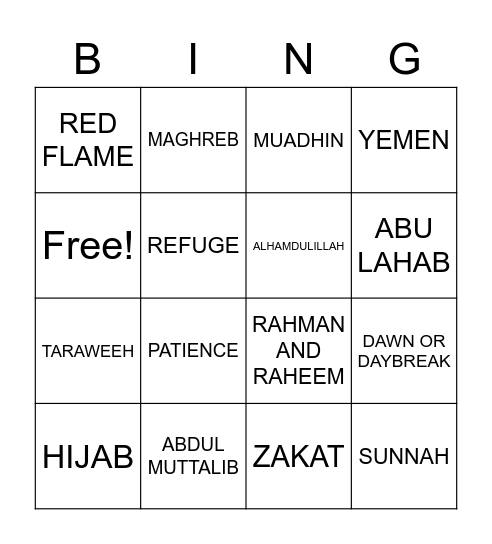 MCNA BINGO REVIEW Bingo Card