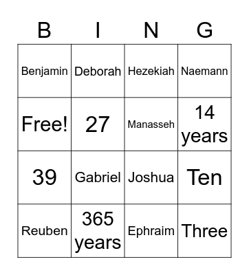 Biblical Bingo Card