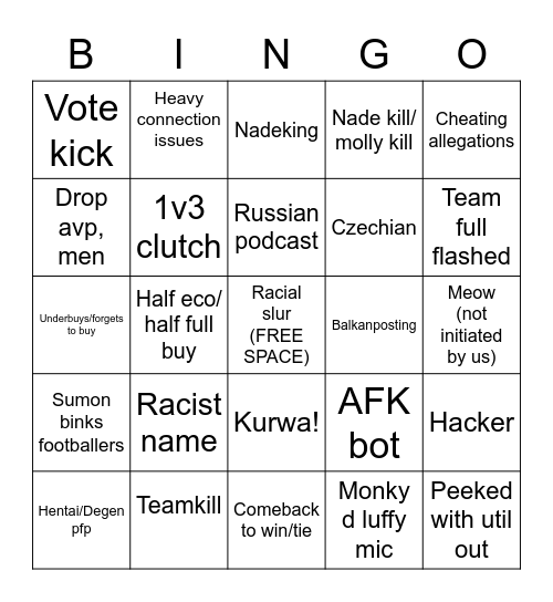 CS BINGO!!!!!!! Bingo Card