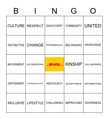 DIVERSITY AND INCLUSION Bingo Card