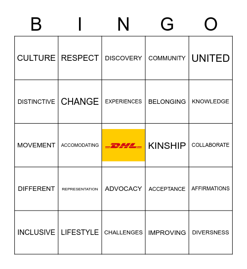 DIVERSITY AND INCLUSION Bingo Card