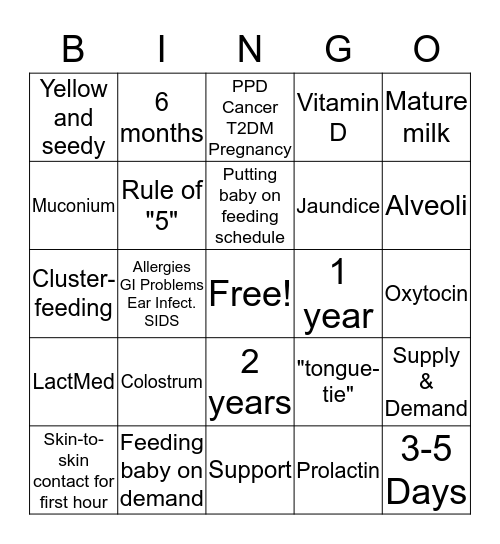 Smart Mama Bingo Card