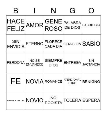 BODAS Bingo Card
