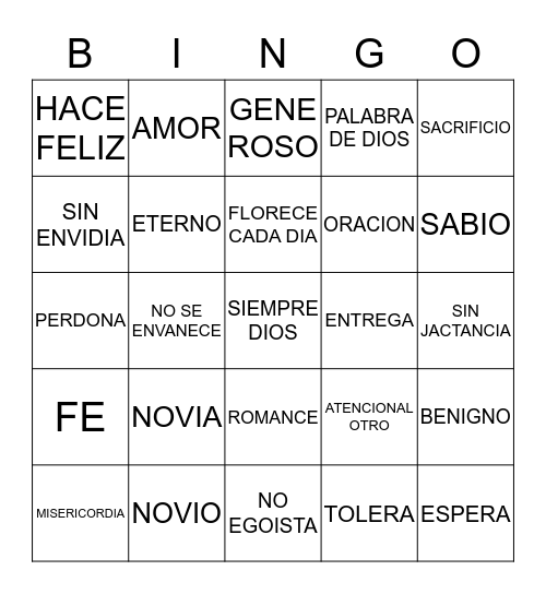 BODAS Bingo Card