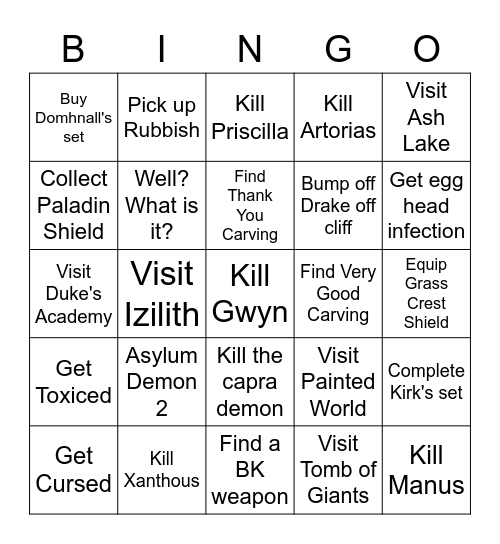 Dark Souls 1 Bingo Card