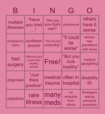 ιηνιѕιвℓє ιℓℓηєѕѕ Bingo Card