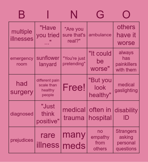 ιηνιѕιвℓє ιℓℓηєѕѕ Bingo Card