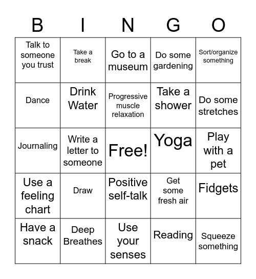 Coping Skillz! Bingo Card