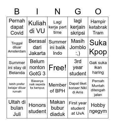 Spring Picnic PPI Amsterdam 2023 Bingo Card