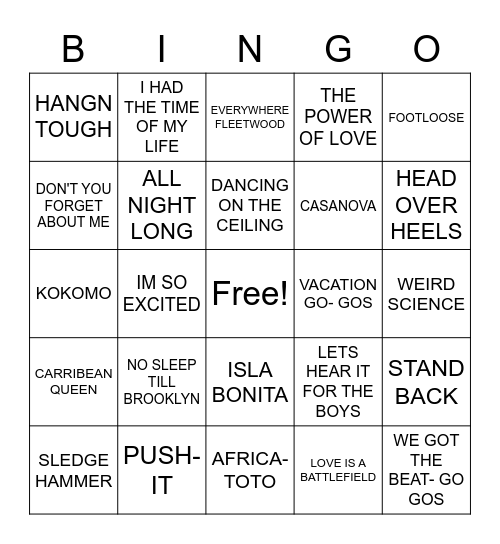 MUSIC BINGO Card