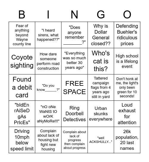 People of Wooster Bingo Card