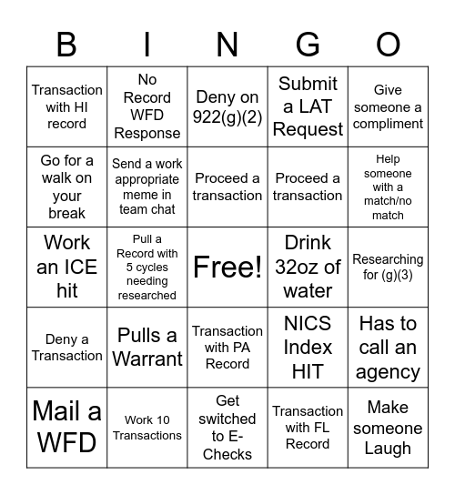Untitled Bingo Card
