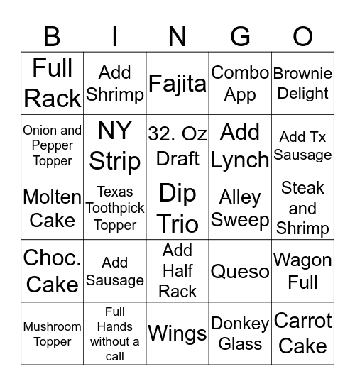 Server  Bingo Card