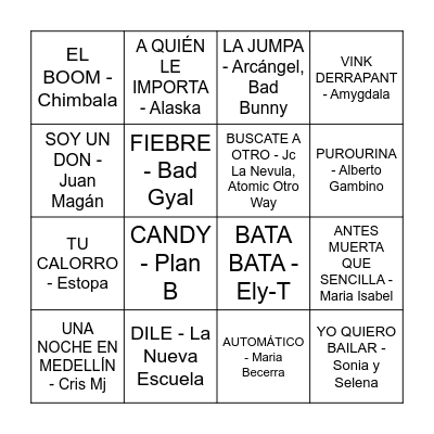 BINGO MUSICAL Bingo Card
