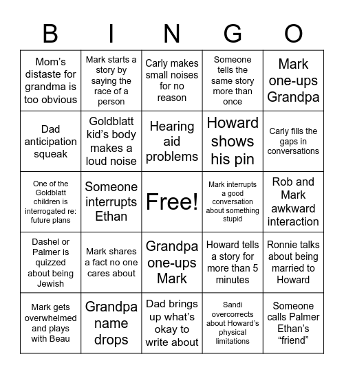 Clusterfuck Bingo Card