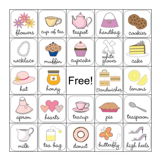 Country Village Ladies' Tea Bingo Card