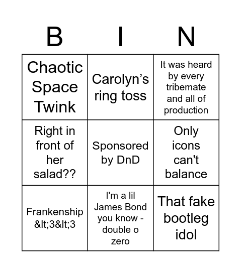 survivor 44 Bingo Card